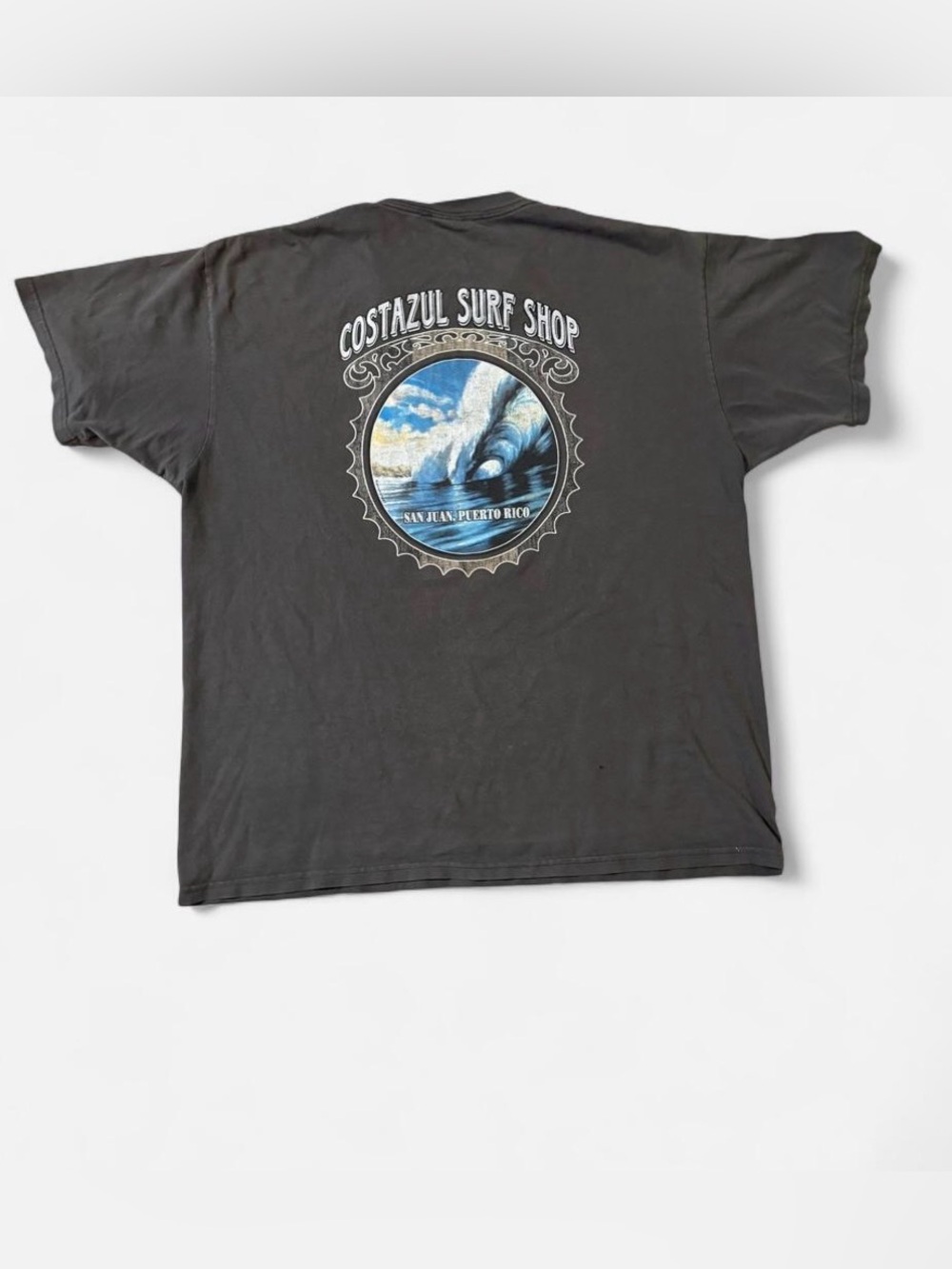 Quiksilver Black Tee with Blue Wave Graphic